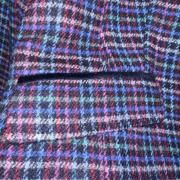 Talbots Blazer Women 16 Blue Mistletoe Plaid Shetland Wool True Classic Timeless - Picture 6 of 16